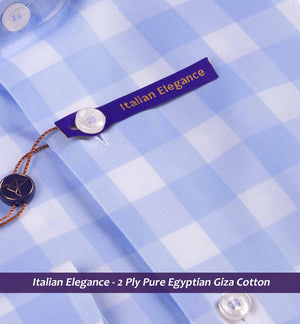 Oxford Blue & White Magical Check- 2 Ply Pure Egyptian Giza Cotton