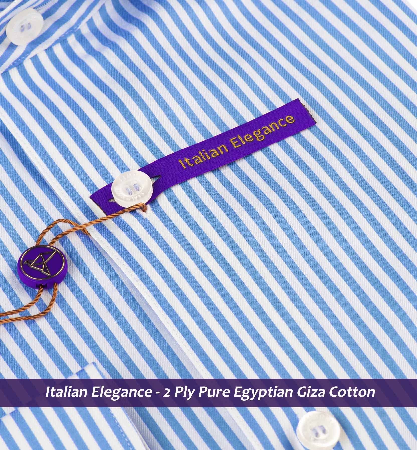 Stockholm- Azure Blue & White Stripe