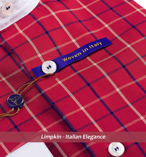 OKLAHOMA- BRICK RED & NAVY CHECK & WHITE COLLAR