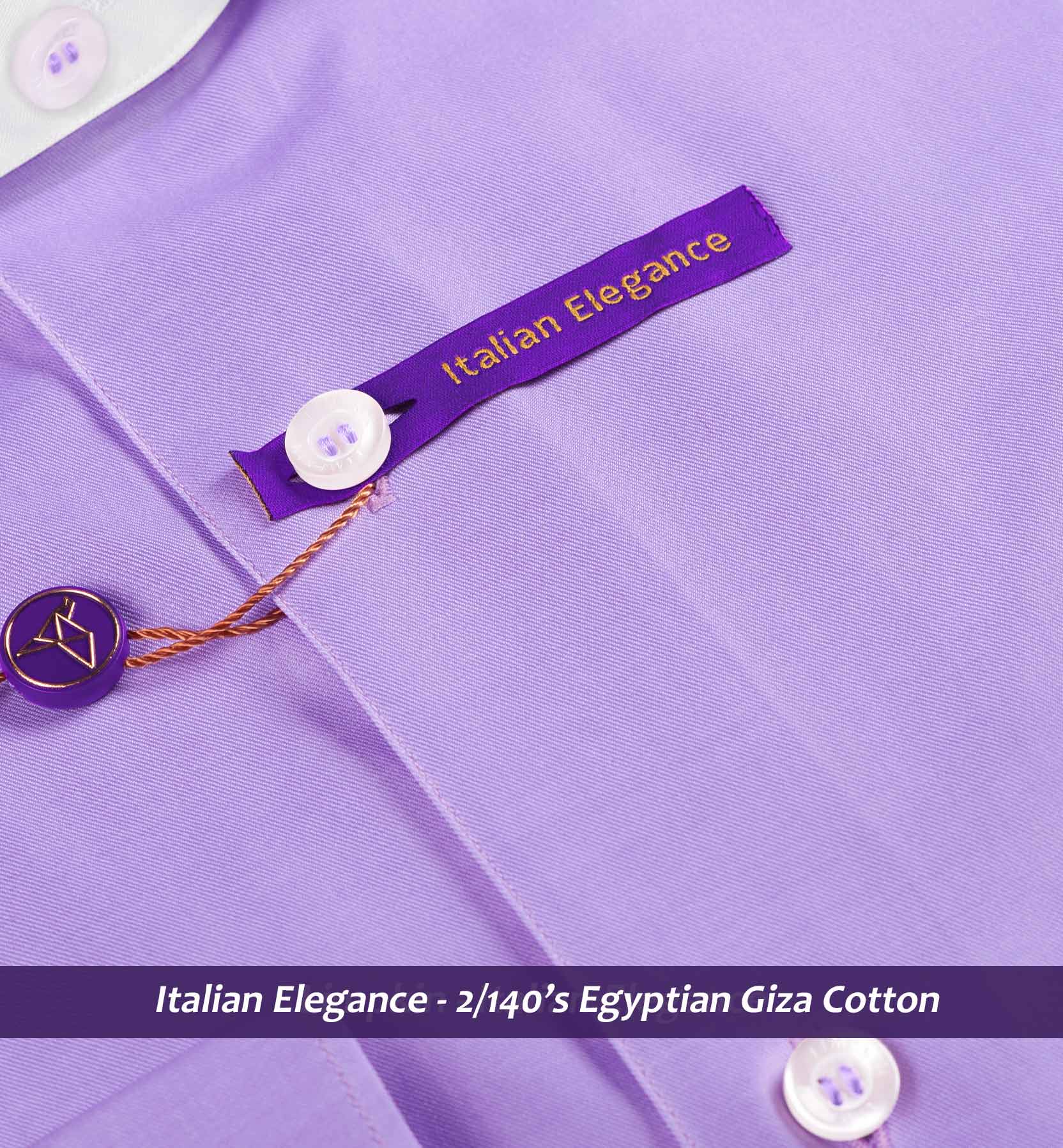 Warsaw- Amethyst Solid- White Collar- 2/140 Egyptian Giza Cotton