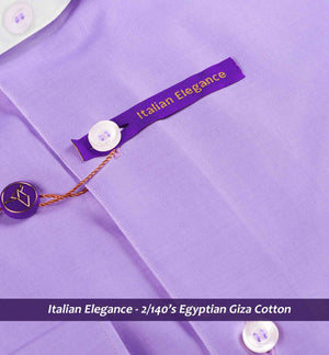 Warsaw- Amethyst Solid- White Collar- 2/140 Egyptian Giza Cotton