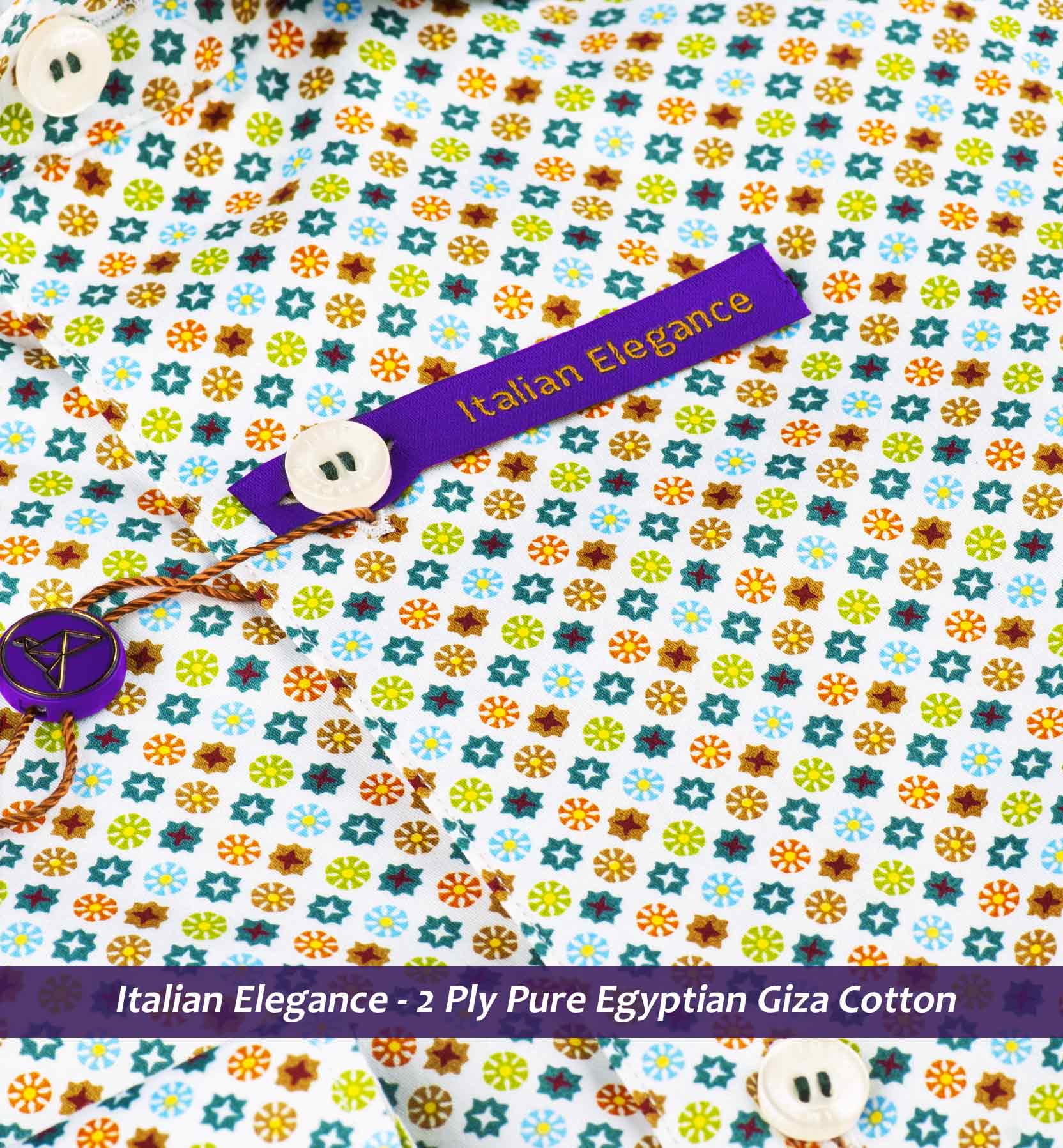 Estonia- Teal Green & Orange Print