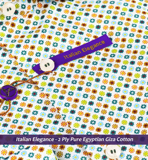 Estonia- Teal Green & Orange Print