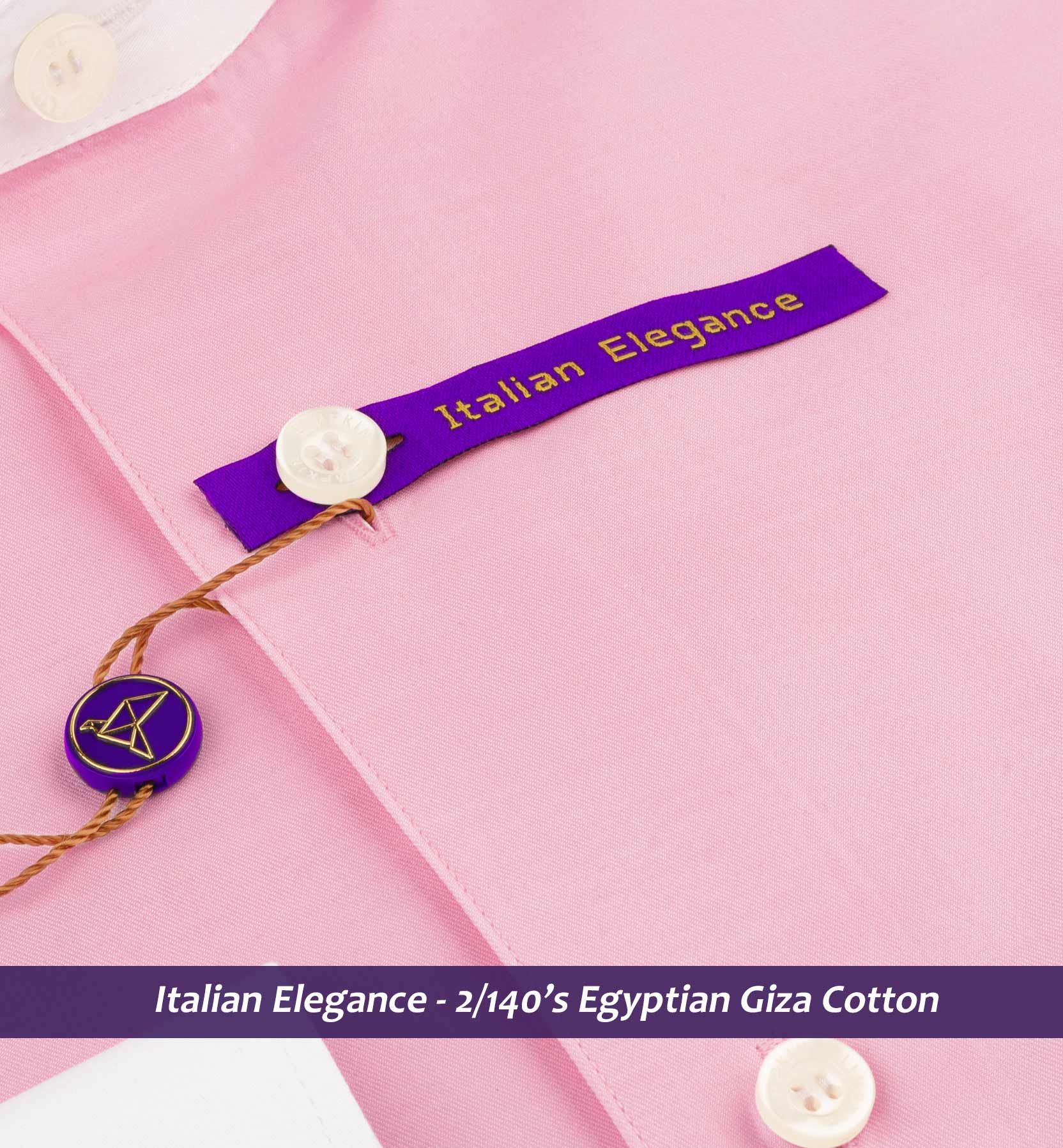 Mayfair- Flamingo Pink Solid- White Collar- 2/140 Egyptian Giza Cotton