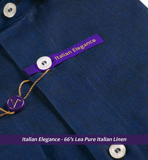 Edison- Navy Solid Linen- 66's Lea Pure Luxury Linen