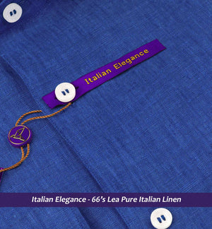 Faliraki- Admiral Blue Solid Linen- 66's Lea Pure Italian Linen