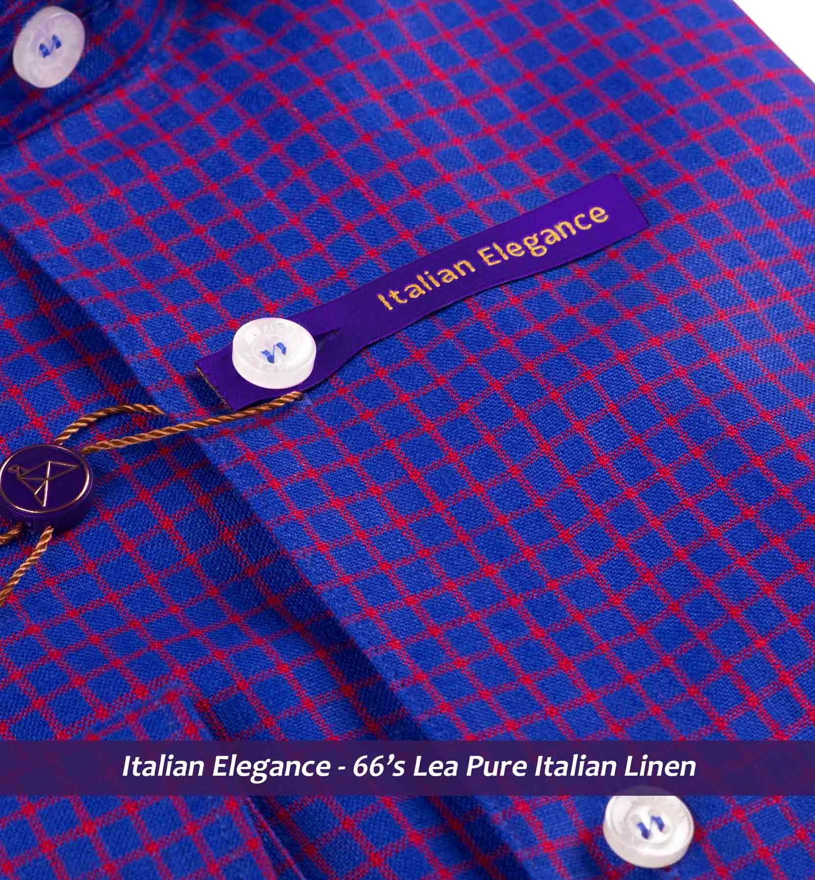 Deep Violet & Burgundy Magical Check- 66's Lea Pure Luxury Linen
