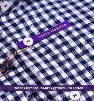 Navy & White Magical Gingham Check- 2/140 Egyptian Giza Cotton