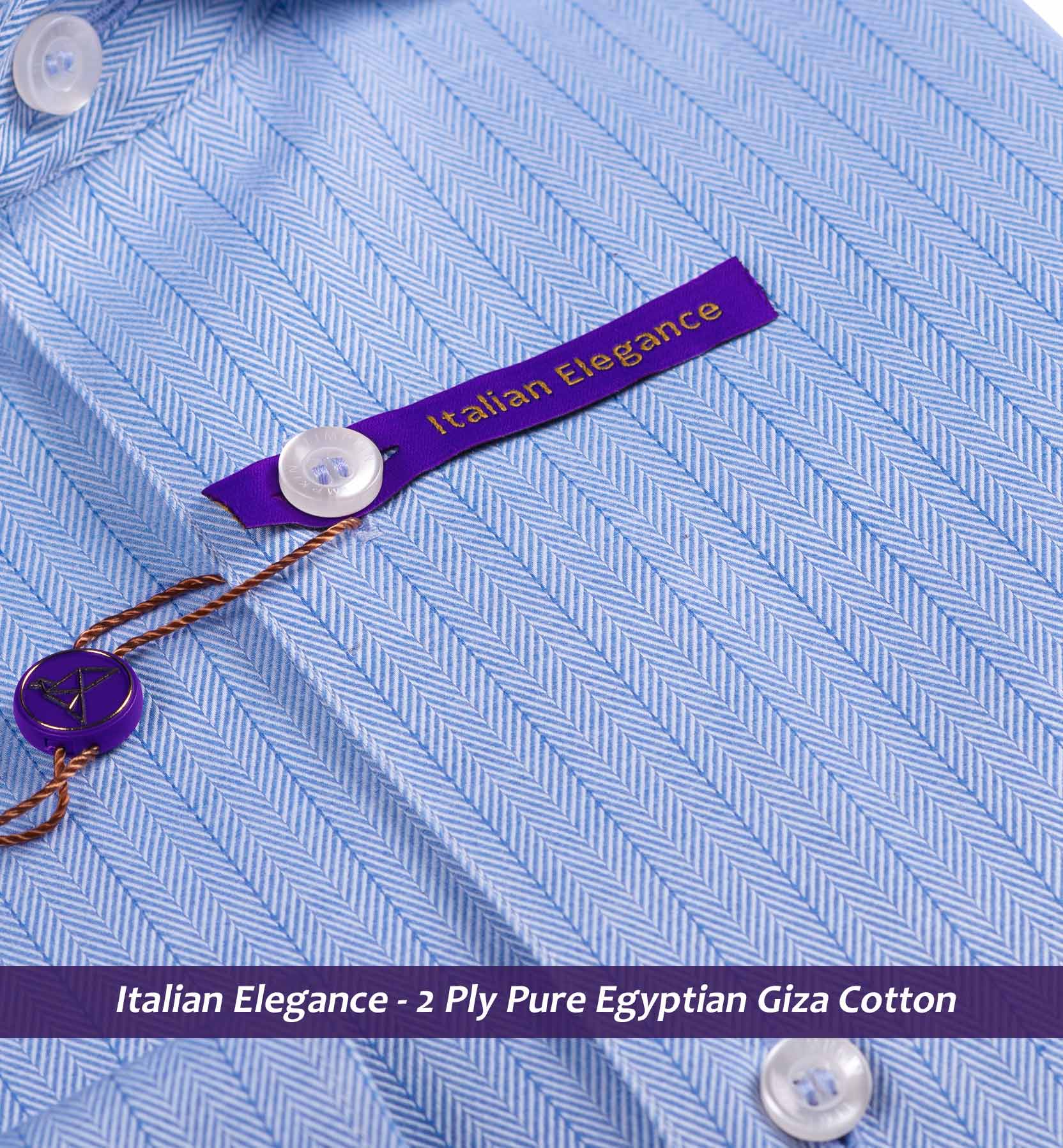 Petersburg- Sky Blue MÃƒÂ©lange Herringbone Stripe