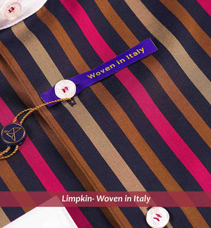 Montreal - Burgundy & Beige Stripe- White Collar