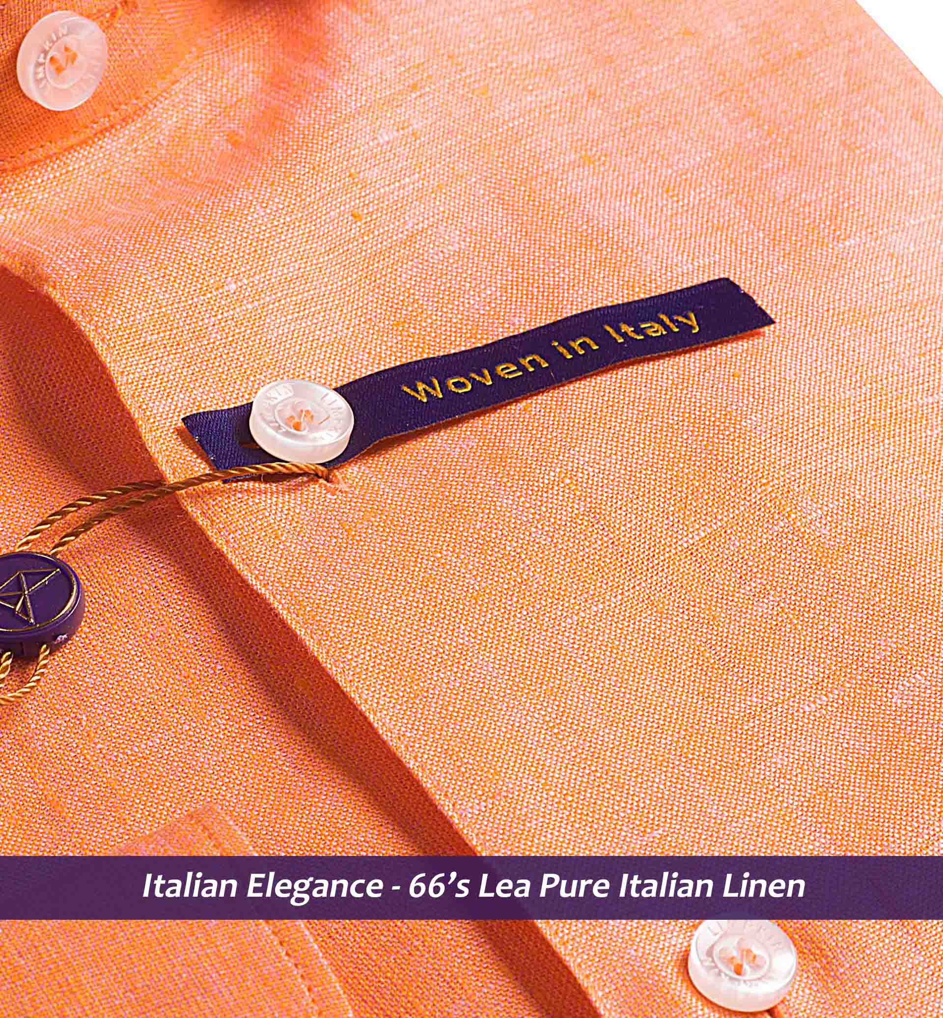 Tangerine Orange Solid Linen- 66's Lea Pure Italian Linen