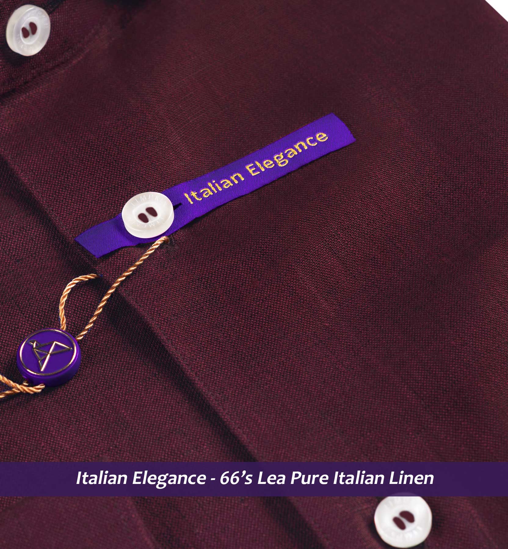 Belgrade- Merlot Red Solid Linen- 66's Lea Pure Luxury Linen