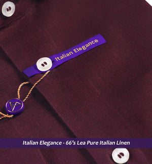 Belgrade- Merlot Red Solid Linen- 66's Lea Pure Luxury Linen