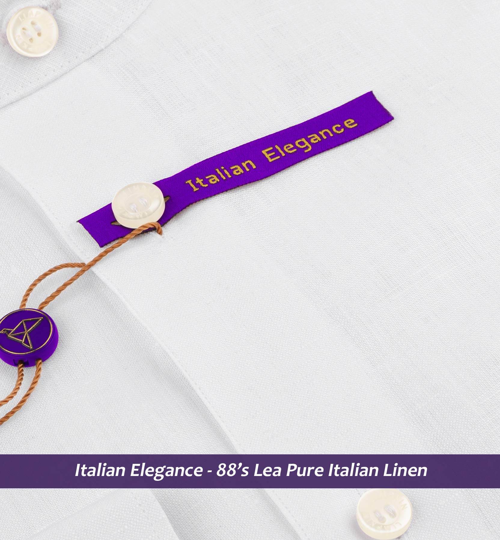 Delphi- Pristine Pure White Linen- Mandarin Collar- 88's Lea Pure Italian Linen