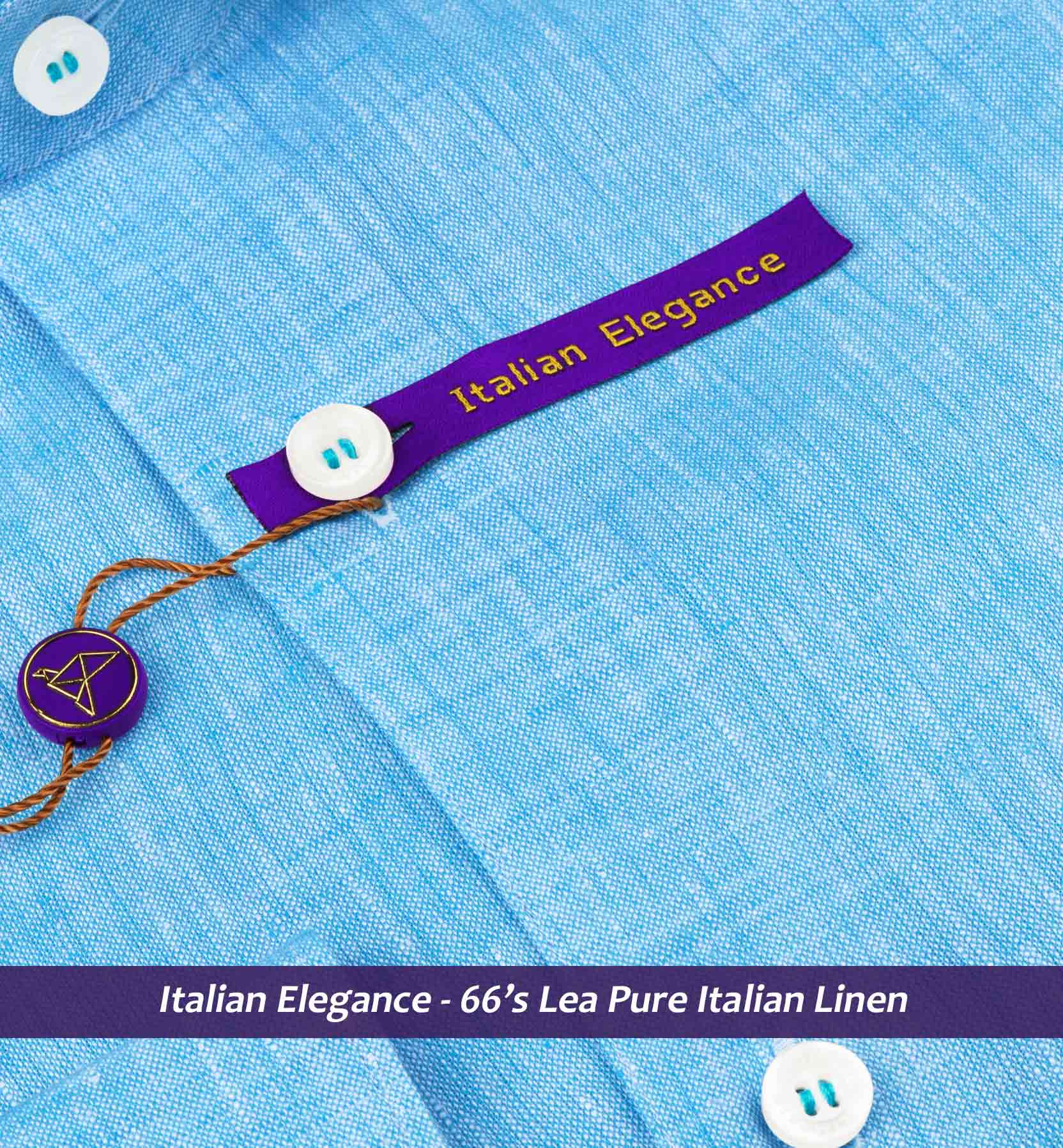 Moreno- Cerulean Blue Solid Linen- 66's Lea Pure Italian Linen