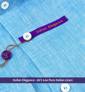 Moreno- Cerulean Blue Solid Linen- 66's Lea Pure Italian Linen