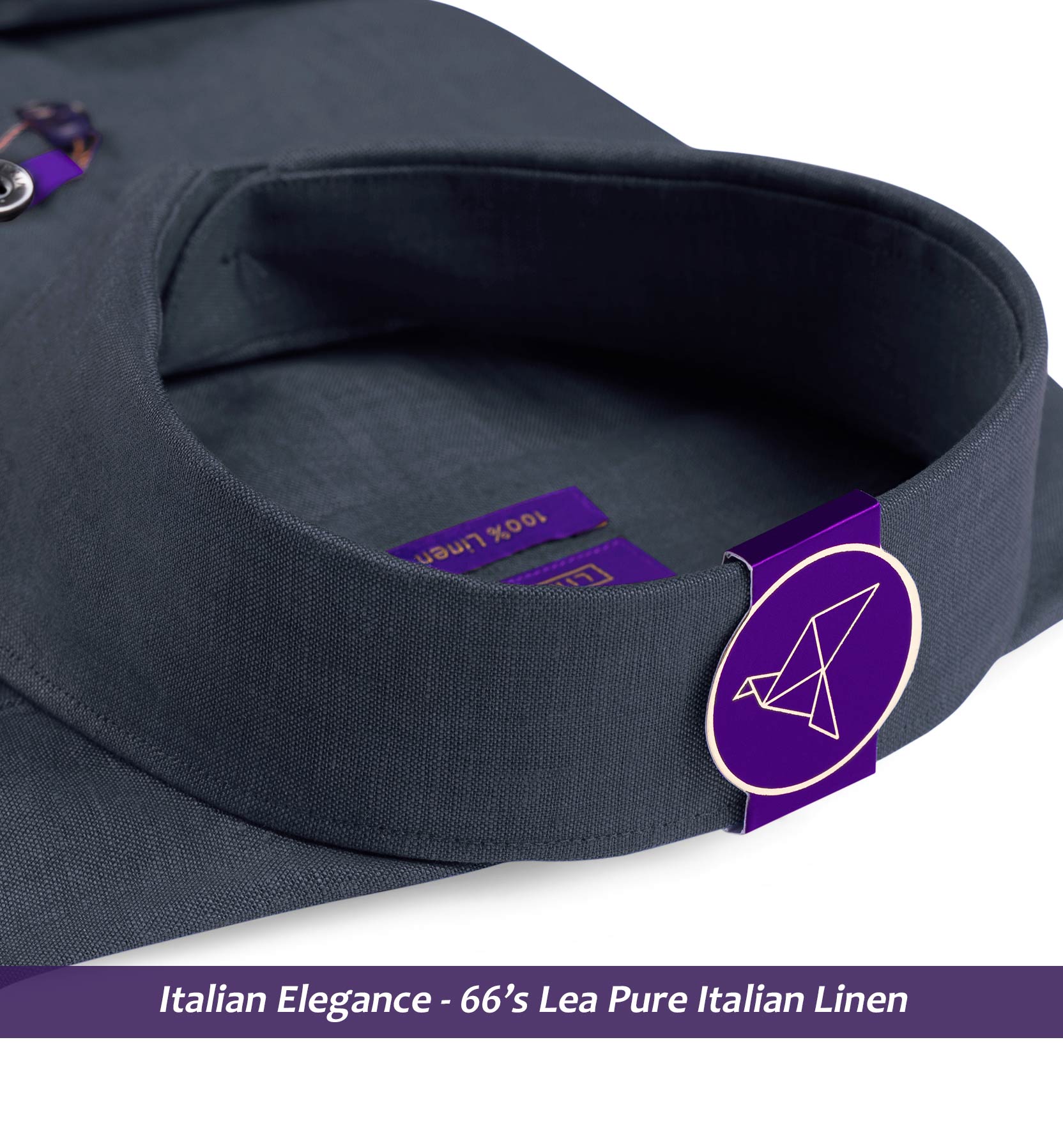 Seville- Slate Grey Solid Linen- 66's Lea Pure Italian Linen