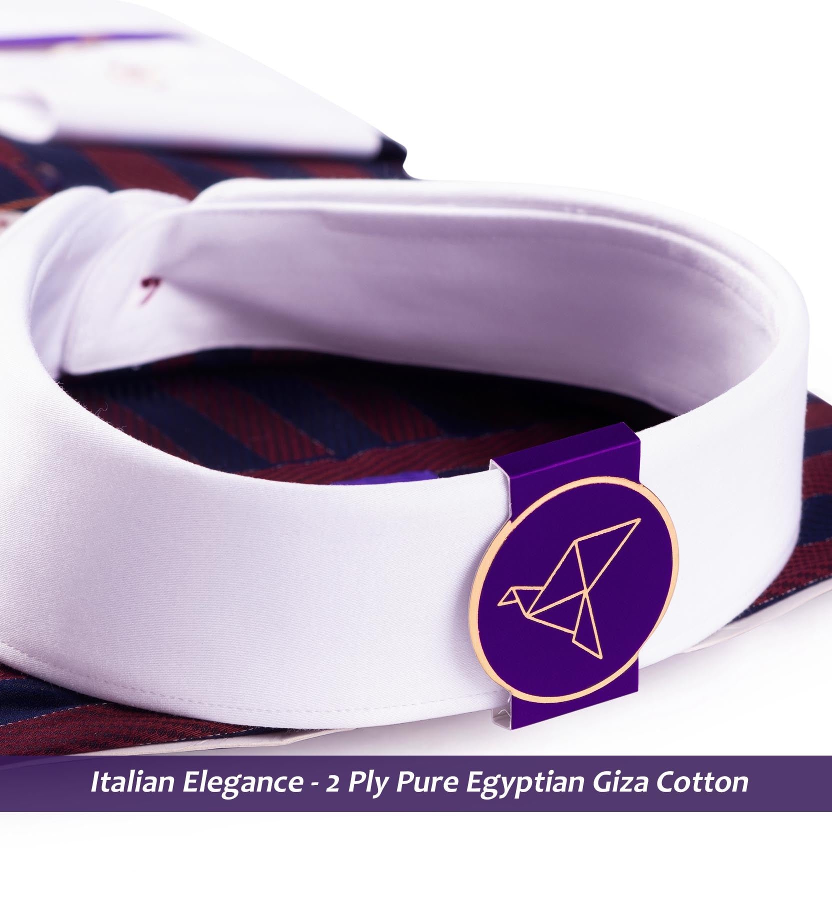Morrison- Burgundy & Navy Stripe- White Collar