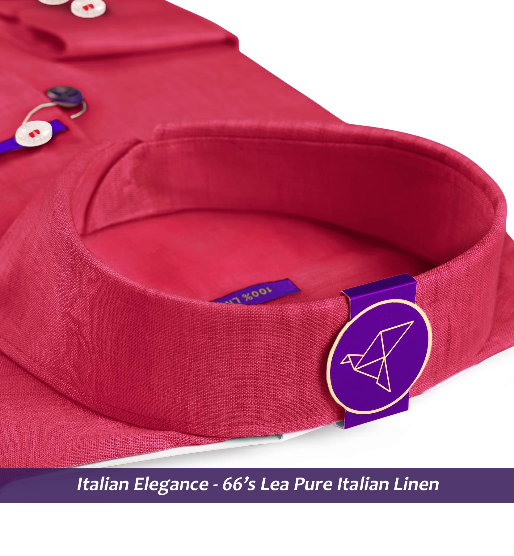 Turin- Crimson Red Solid Linen- 66's Lea Pure Italian Linen