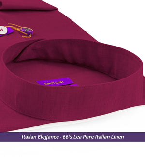 Elmira- Magenta Solid Linen- Mandarin Collar