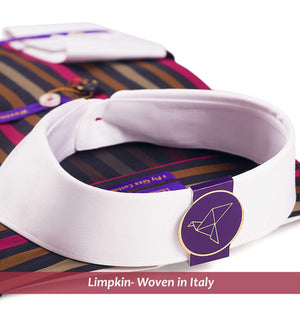 Montreal - Burgundy & Beige Stripe- White Collar