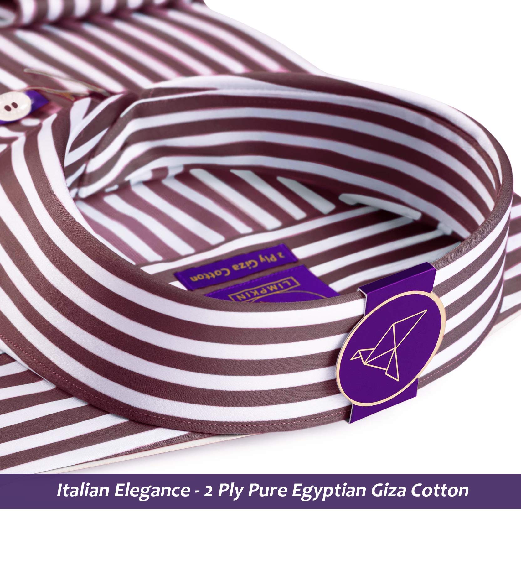 Verona- Mulberry Burgundy & White Stripe- 2 Ply Pure Egyptian Giza