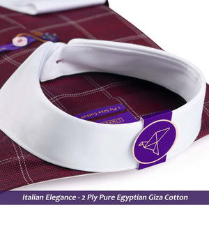 Naples- Burgundy & White Check with White Collar