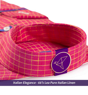 Men's shirt in Coral Red & Yellow Check - Shirts for men