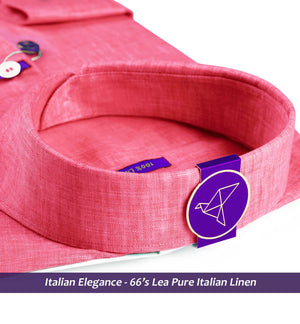 Rome- Rouge Pink Solid Linen- 66's Lea Pure Italian Linen