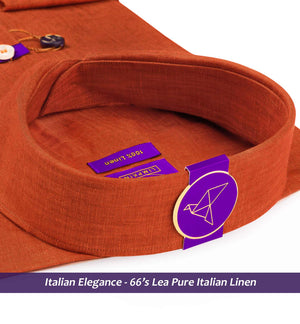 Nikiti- Marmalade Orange Solid Linen- 66's Lea Pure Italian Linen