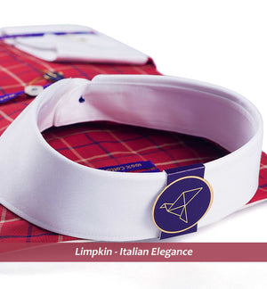 OKLAHOMA- BRICK RED & NAVY CHECK & WHITE COLLAR