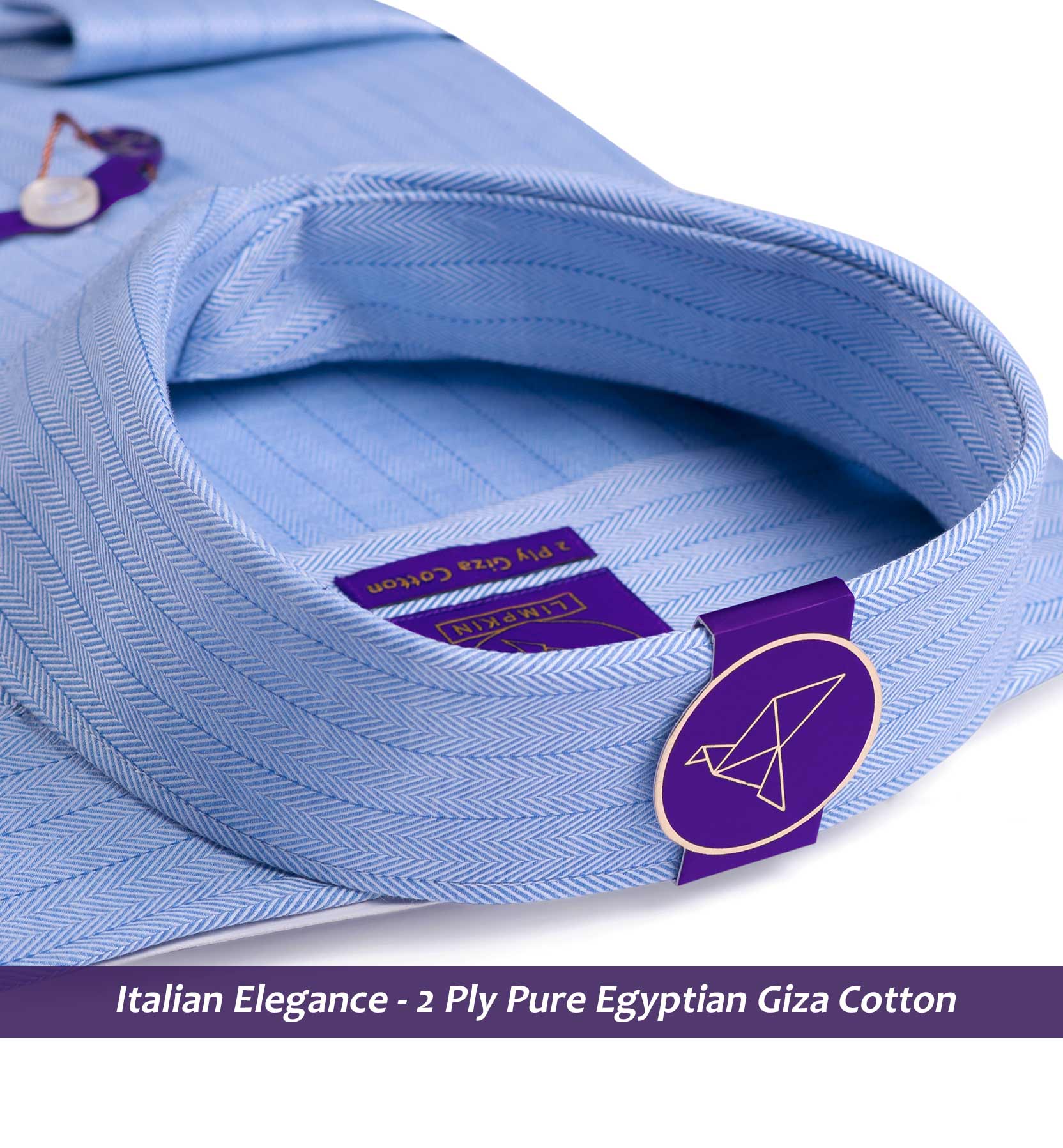 Petersburg- Sky Blue MÃƒÂ©lange Herringbone Stripe