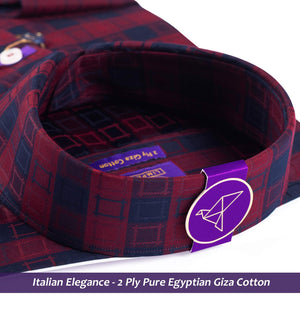 Louisville- Burgundy & Navy Check