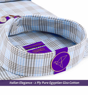 Cleveland- Azure Blue & Pewter Grey Check