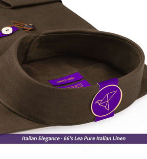 Almeria- Cedar Brown Solid Linen- 66's Lea Pure Italian Linen