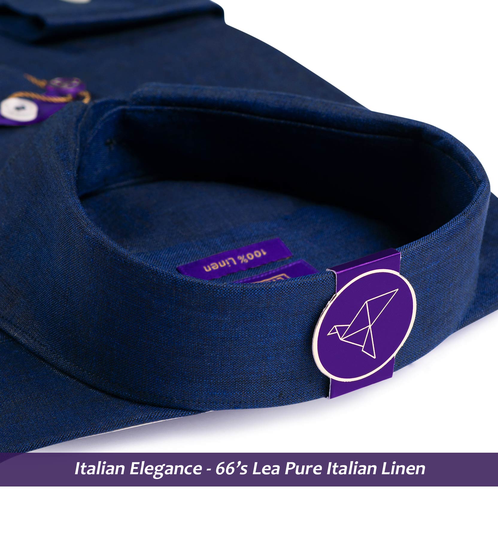Edison- Navy Solid Linen- 66's Lea Pure Luxury Linen