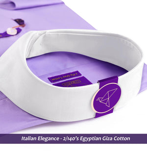 Warsaw- Amethyst Solid- White Collar- 2/140 Egyptian Giza Cotton