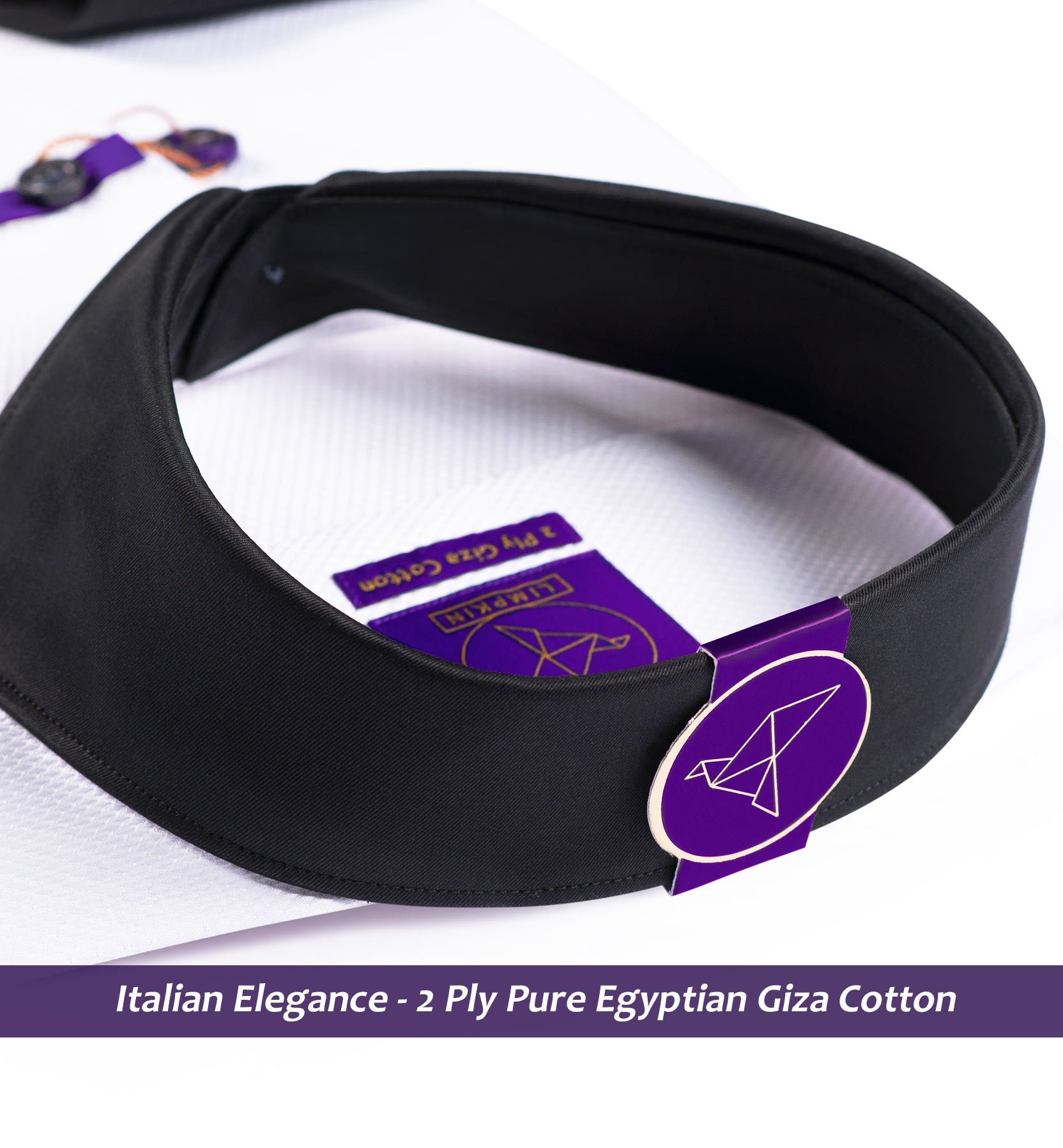 Harlem- White Structure with Black Collar- 2 Ply Pure Egyptian Giza Cotton