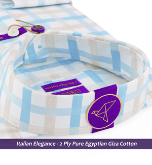 Reggio- Turquoise Blue & Beige Check