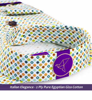 Estonia- Teal Green & Orange Print