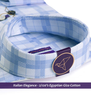 Huesca- Azure Blue & White Check