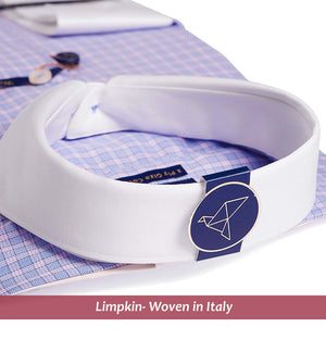 Madison- Blue & White Check- White Collar