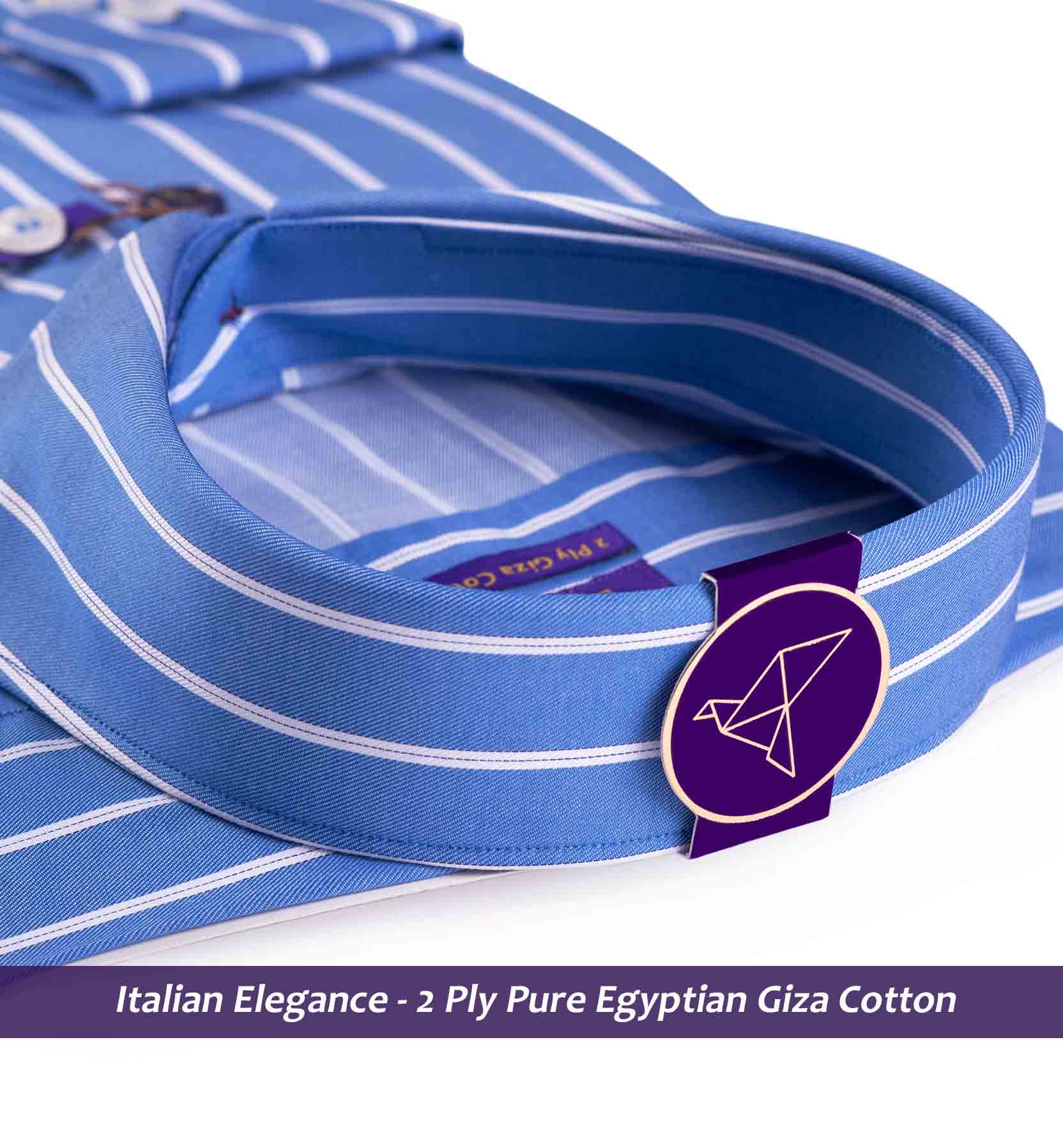 Men's shirt in Cobalt Blue & White Magical Stripe - Shirts for men