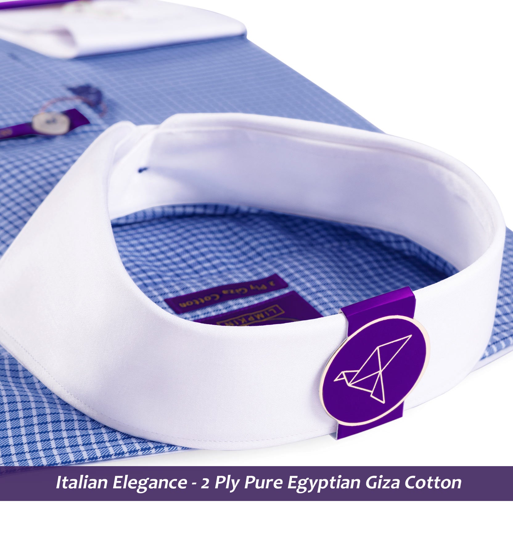 Bruges- Navy Blue & White Check with White Collar