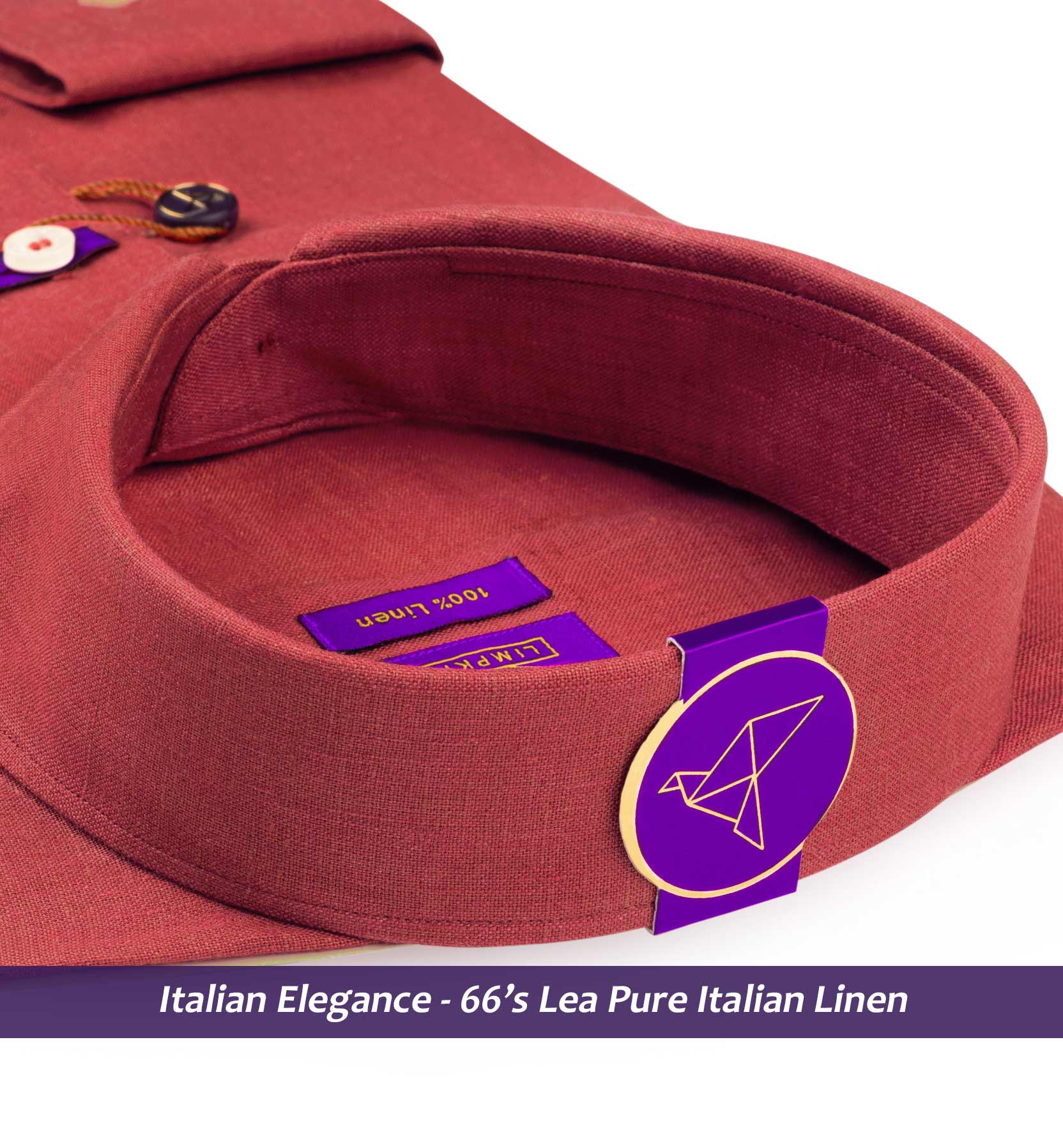 Matera- Auburn Red Solid Linen- 66's Lea Pure Italian Linen