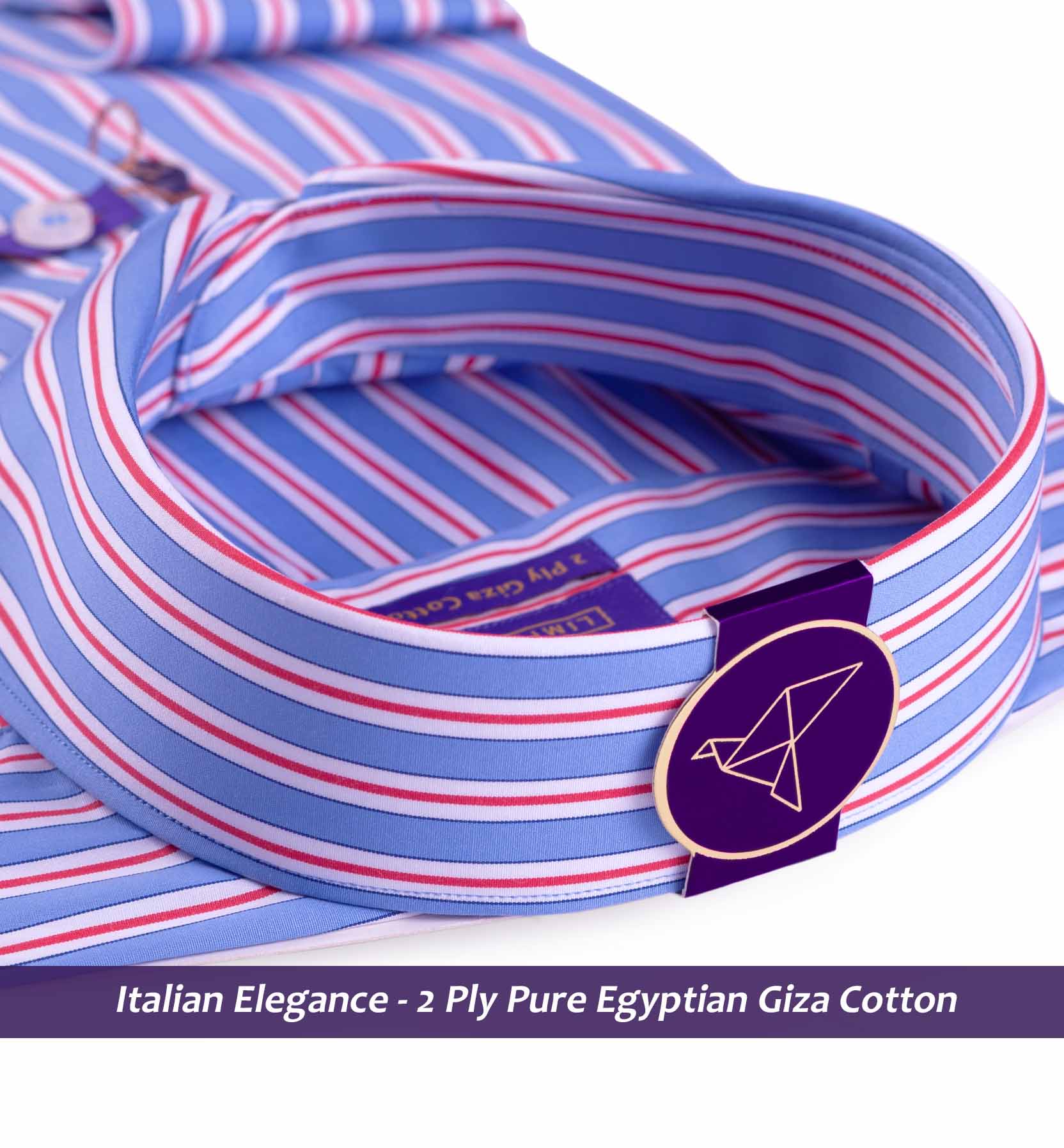 Men's shirt in Sky Blue & Red Magical Stripe - Shirts for men