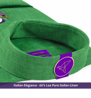 Halden- Parakeet Green Solid Linen- 66's Lea Pure Italian Linen