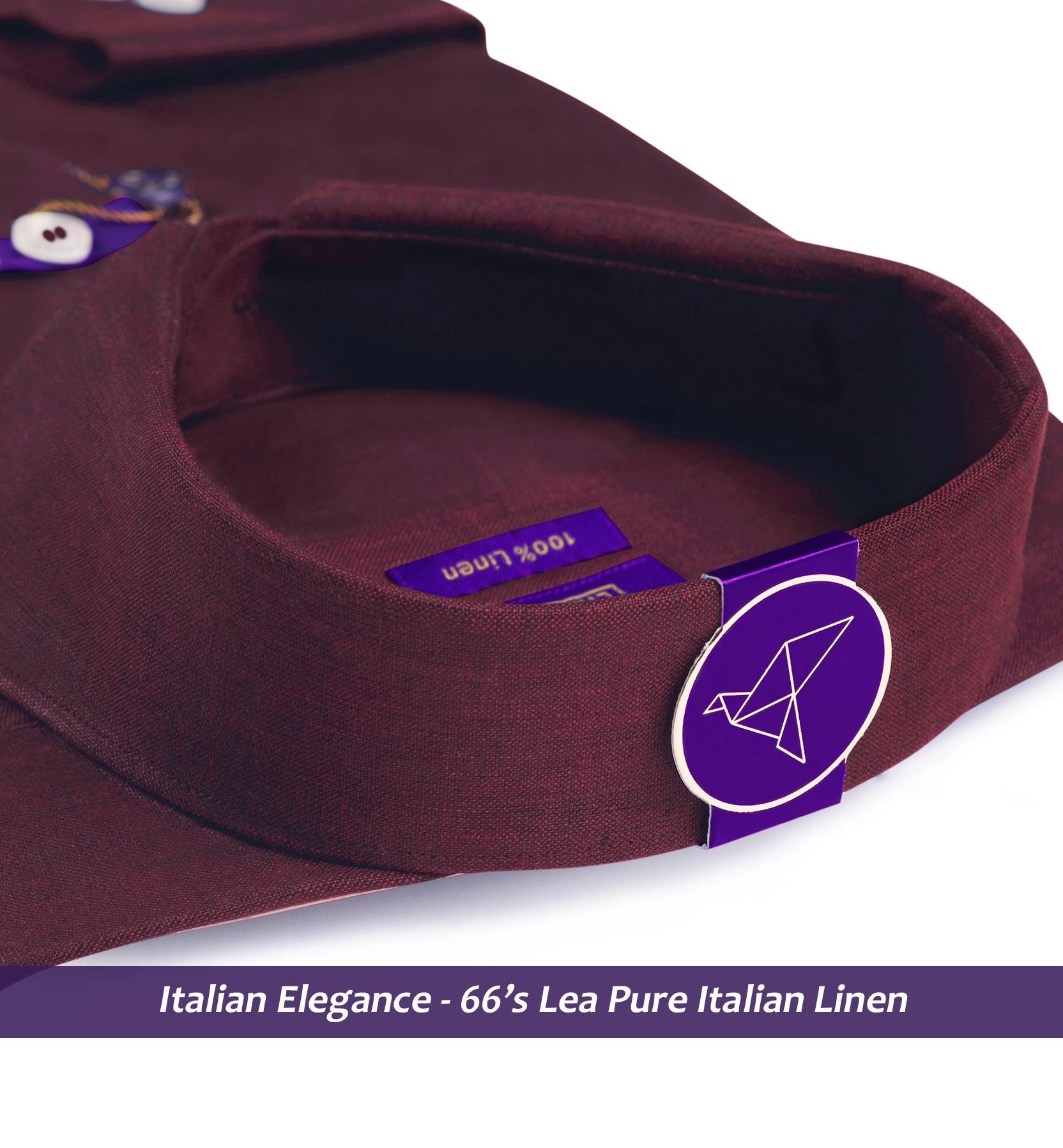 Belgrade- Merlot Red Solid Linen- 66's Lea Pure Luxury Linen