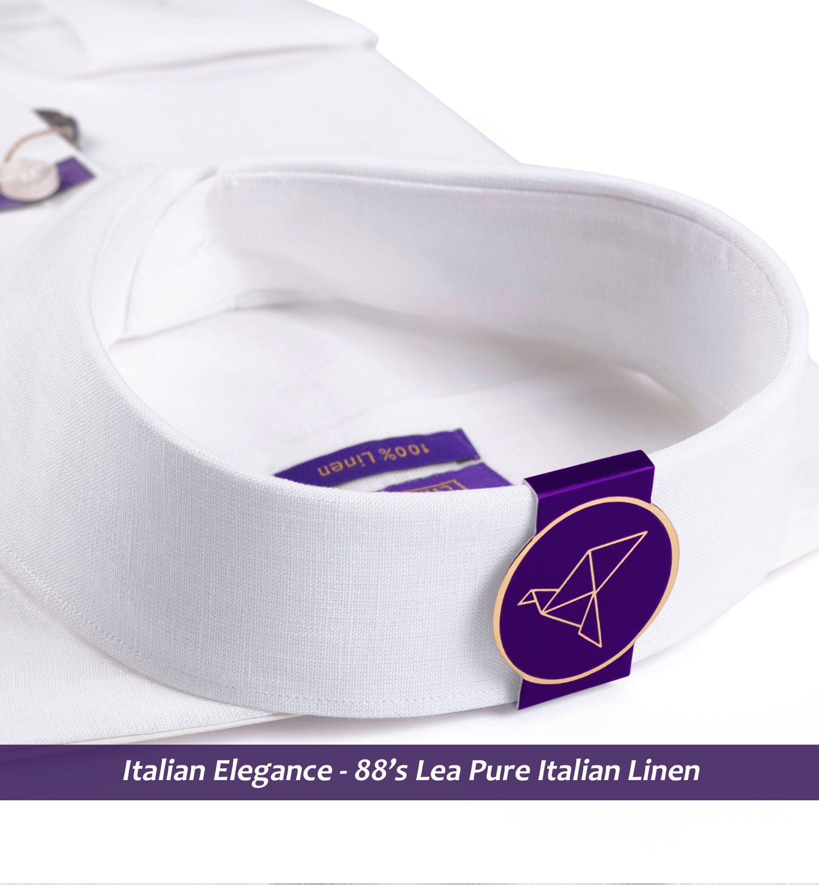 Vatican- Pristine Pure Solid White Linen- 88's Lea Pure Italian Linen
