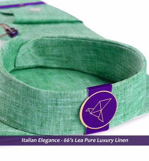 Lyon- Jade Green Solid Linen- 66's Lea Pure Luxury Linen